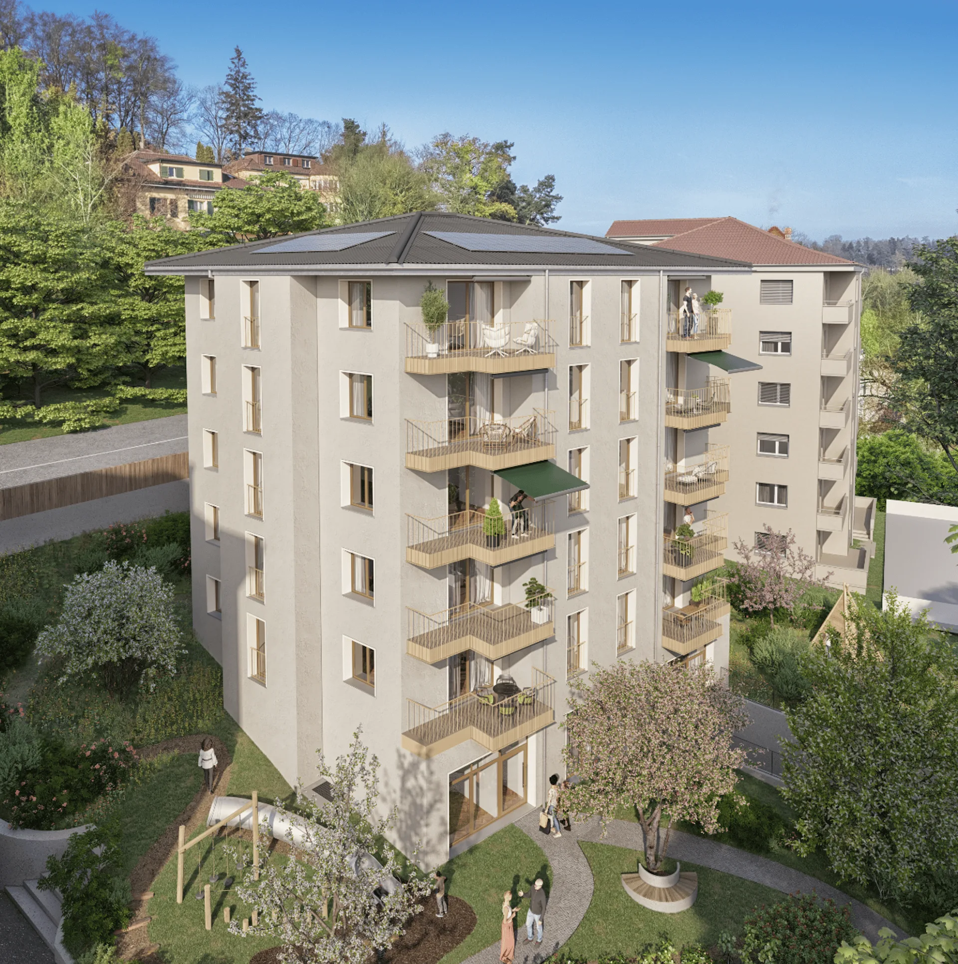 Balkone des Unterholzes: 3.5-Zimmer-Wohnung mit Balkon zur Sonnenaufgangsseite