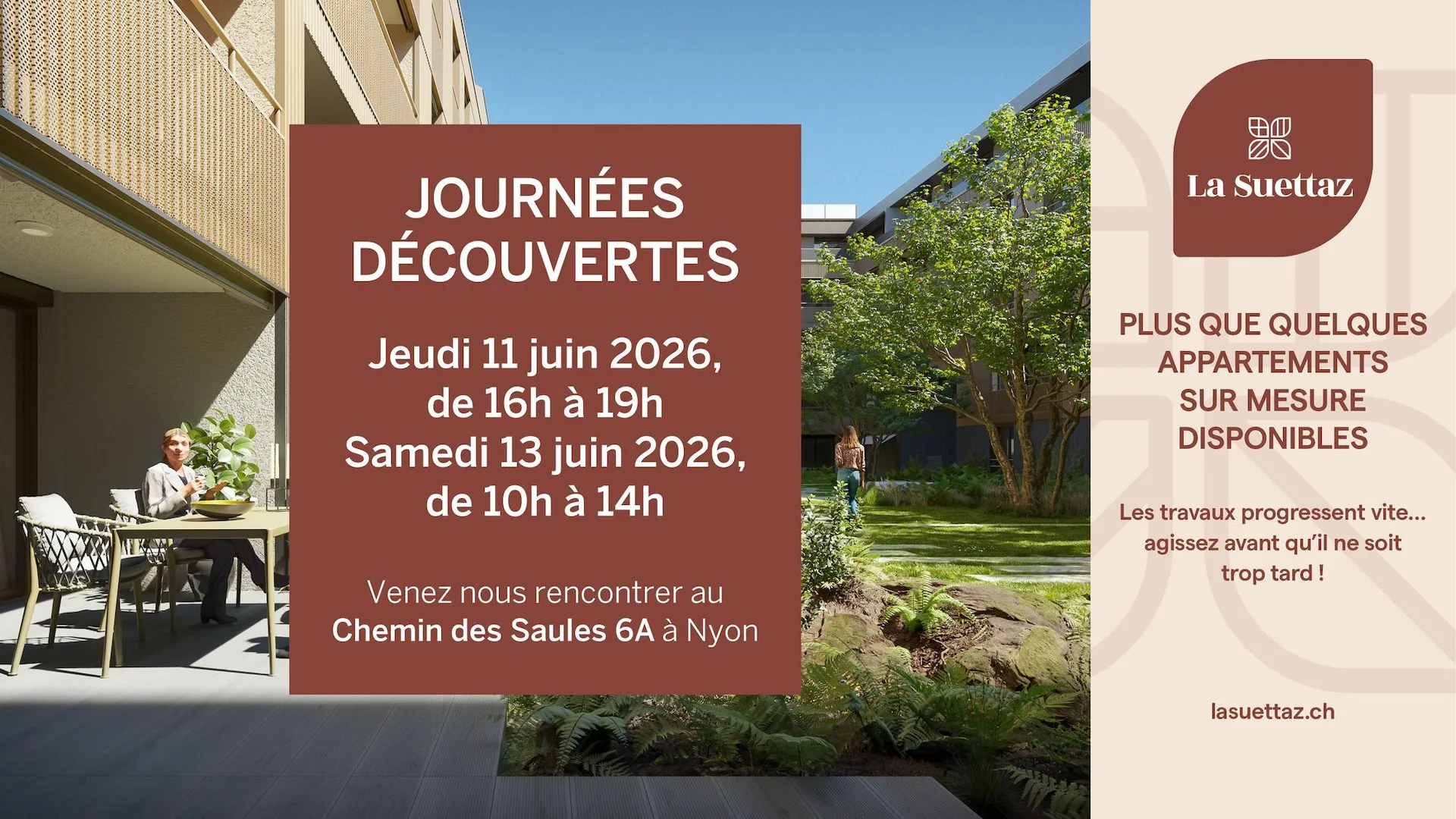 3.5 pièces traversant avec jardin et terrasses