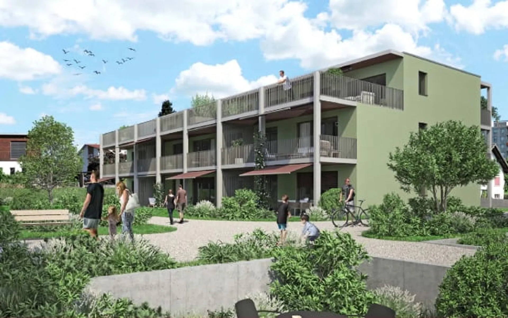 Appartamento nuovo di 3.5 locali con balcone di 20 m², quieto & soleggiato