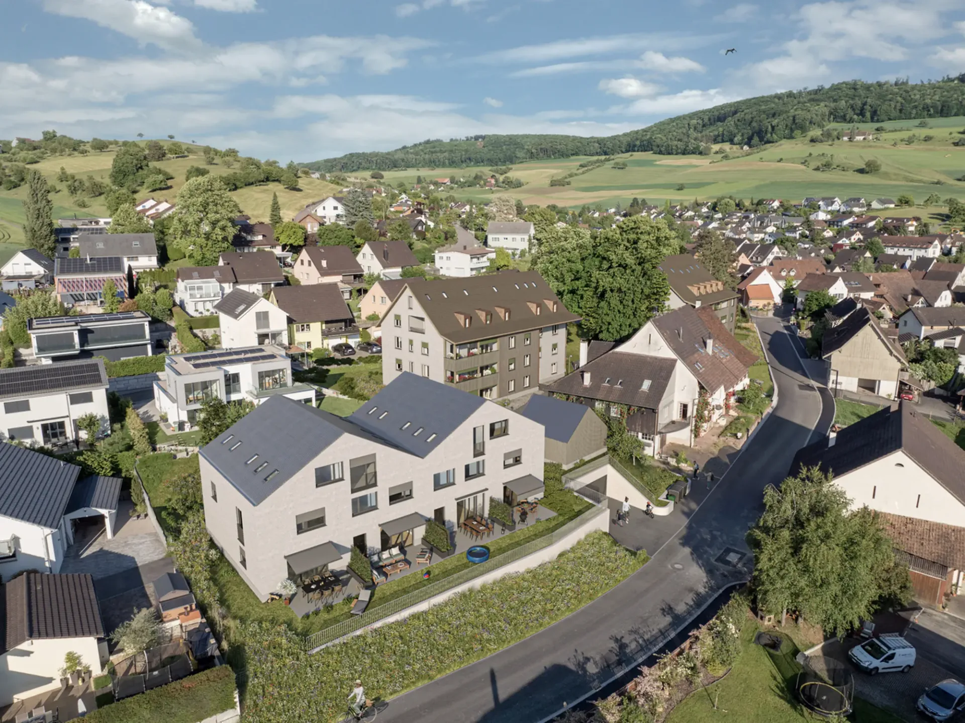Reiheneckhaus-Neubau mit Garten und Terrasse inkl. Einstellhallenplatz