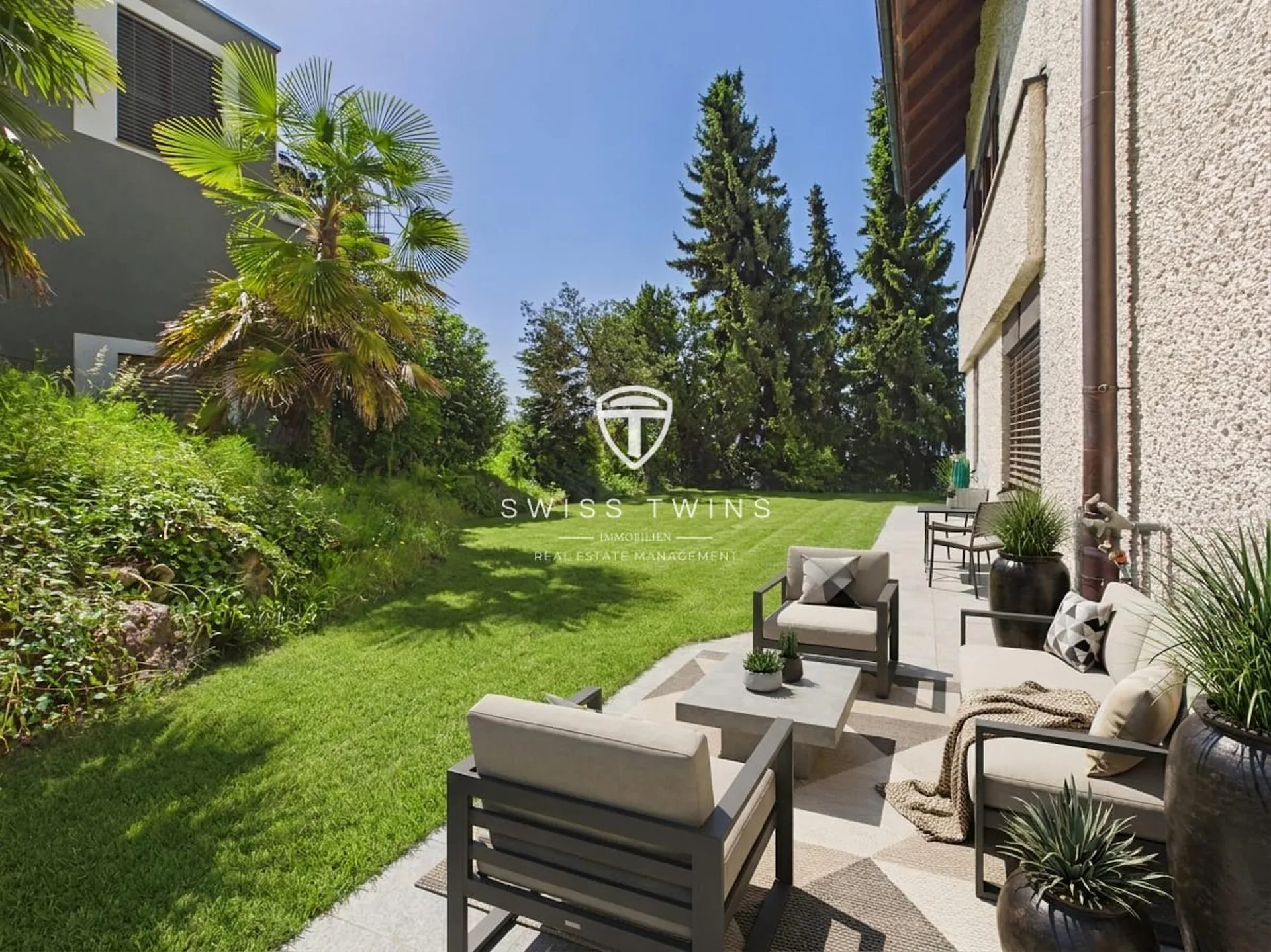 Neu renoviertes 1-Zimmer-Serviced Apartment mit Garten in Meilen mieten