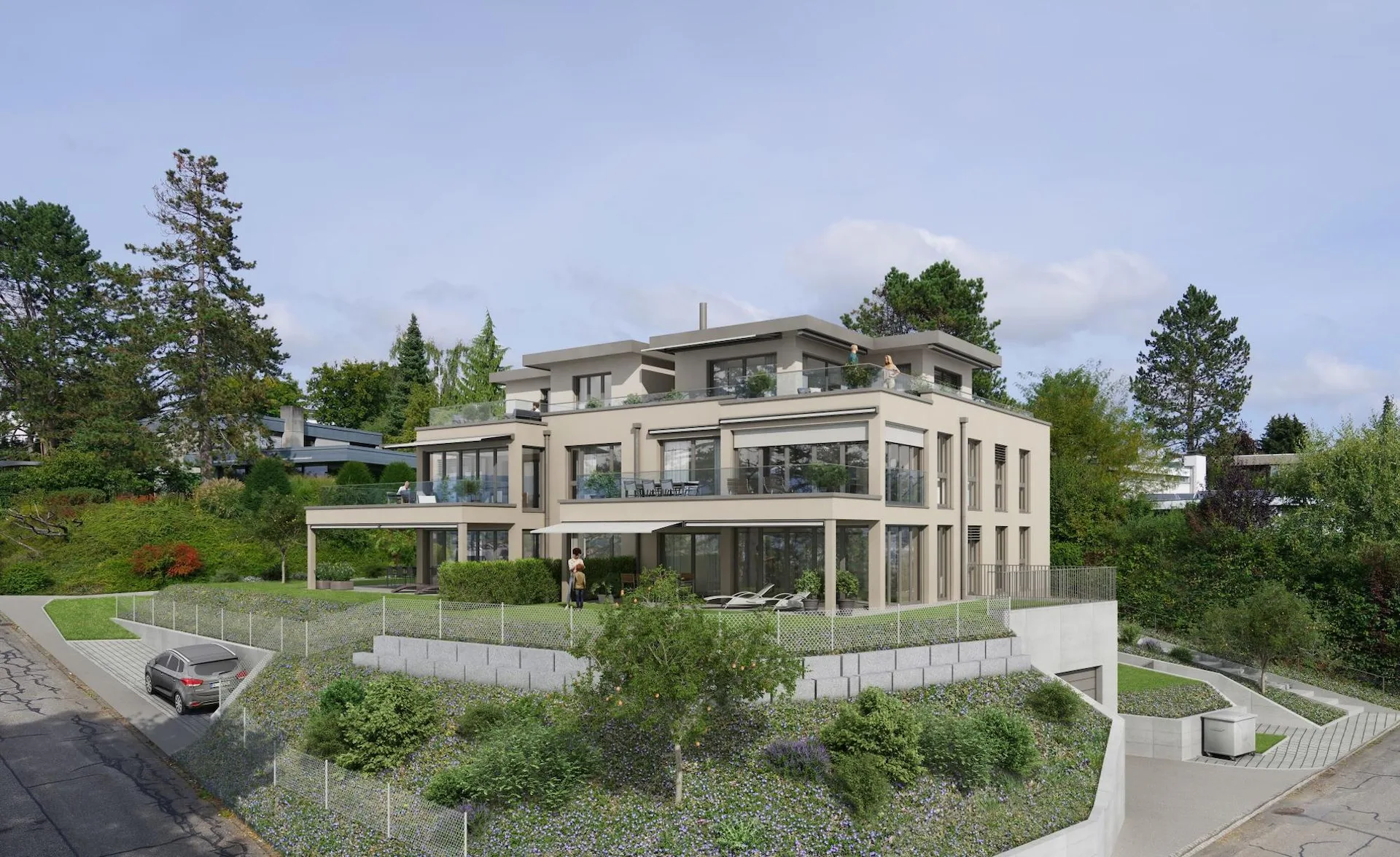 Appartement en attique de 4,5 pièces avec terrasse ensoleillée spacieuse et vue panoramique