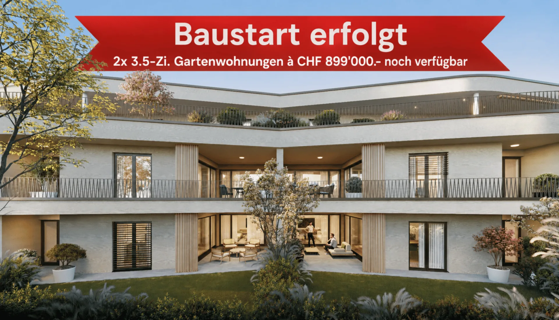 Baustart erfolgt - letzte zwei 3.5-Zi. Gartenwohnungen im Neubau "Linéa" in Kreuzlingen