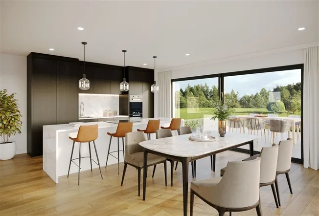 Neue Villa nach Plan in einer grünen Umgebung