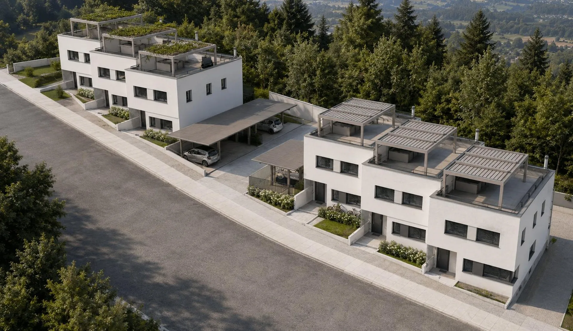 6 villas contemporaines avec rooftop panoramique sur les hauteurs de Saxon