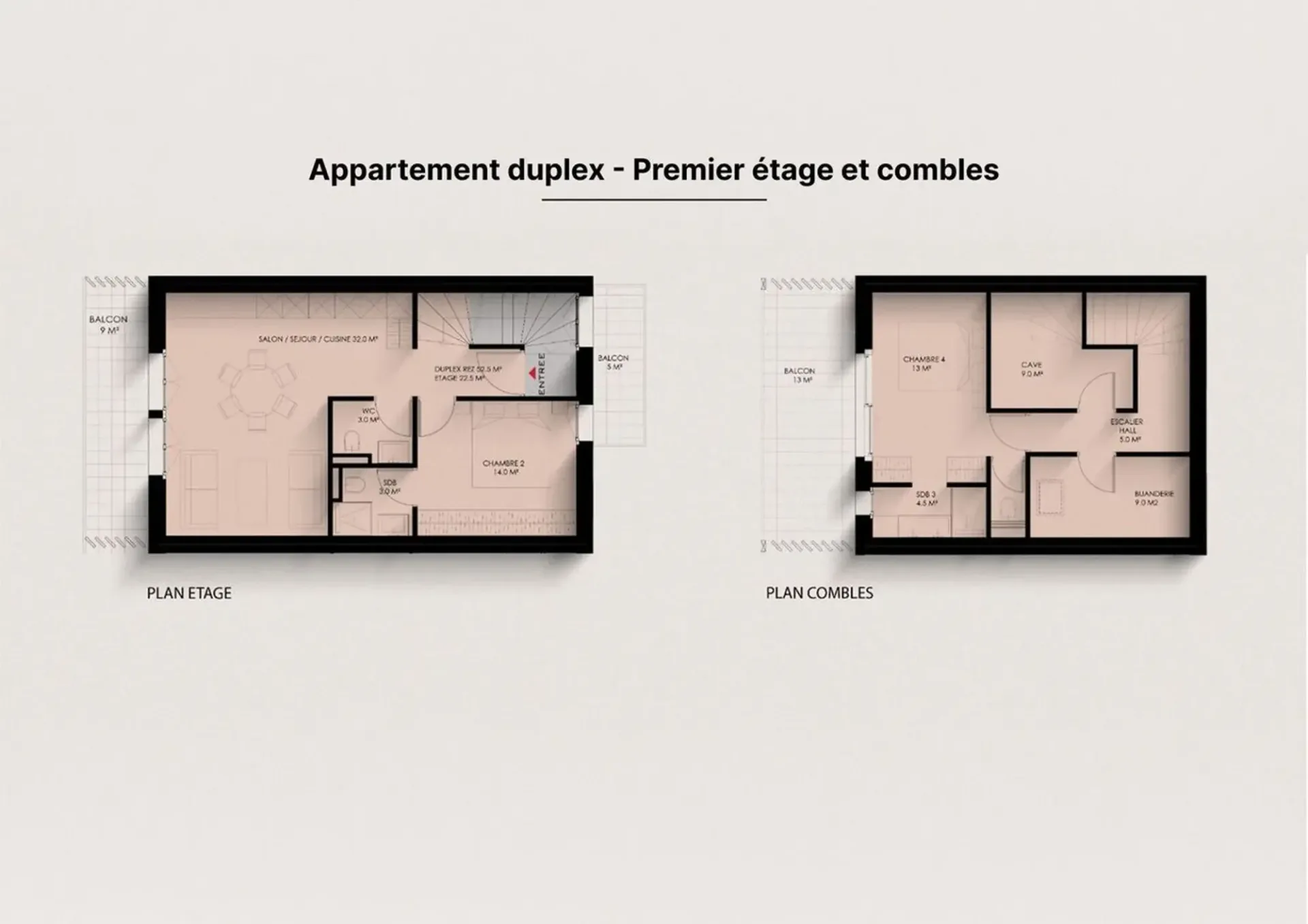 Appartement auf Plan, 3 Zimmer im Doppelhaus mit Balkonen und Anbauten