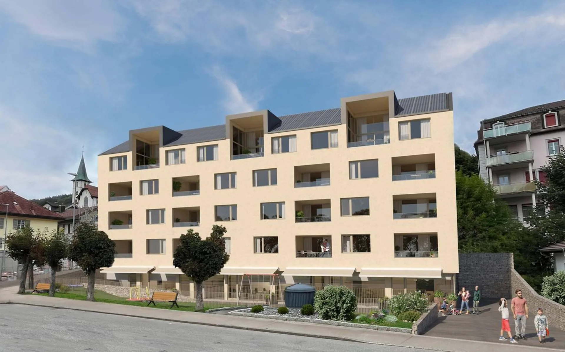 Appartements neufs de 2.5 pièces avec loggia - Confort moderne, durabilité et qualité de vie au coeur du village