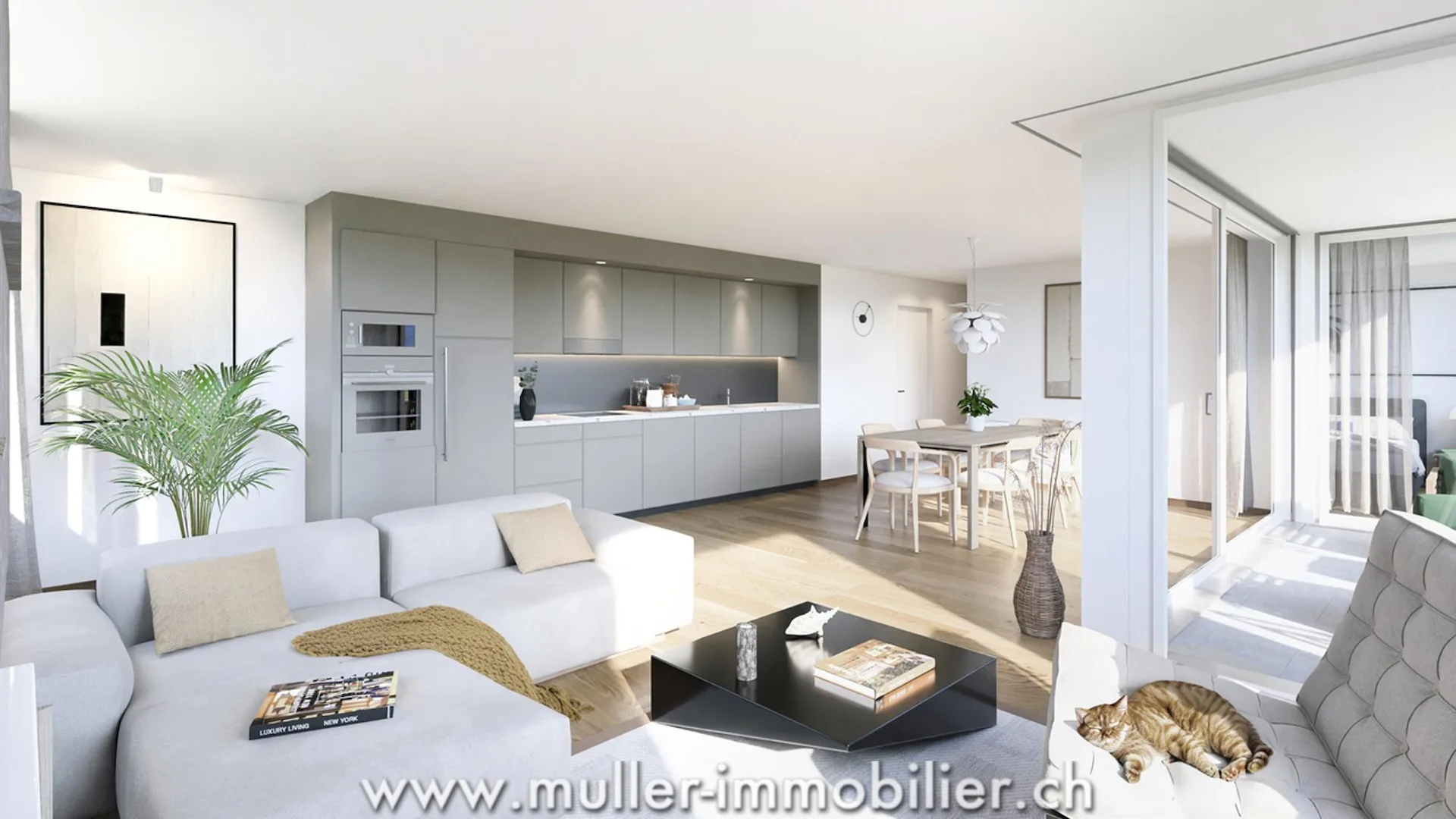 Wohnung 2,5 Zimmer mit Balkon und freier Sicht, 5 Minuten von Romont