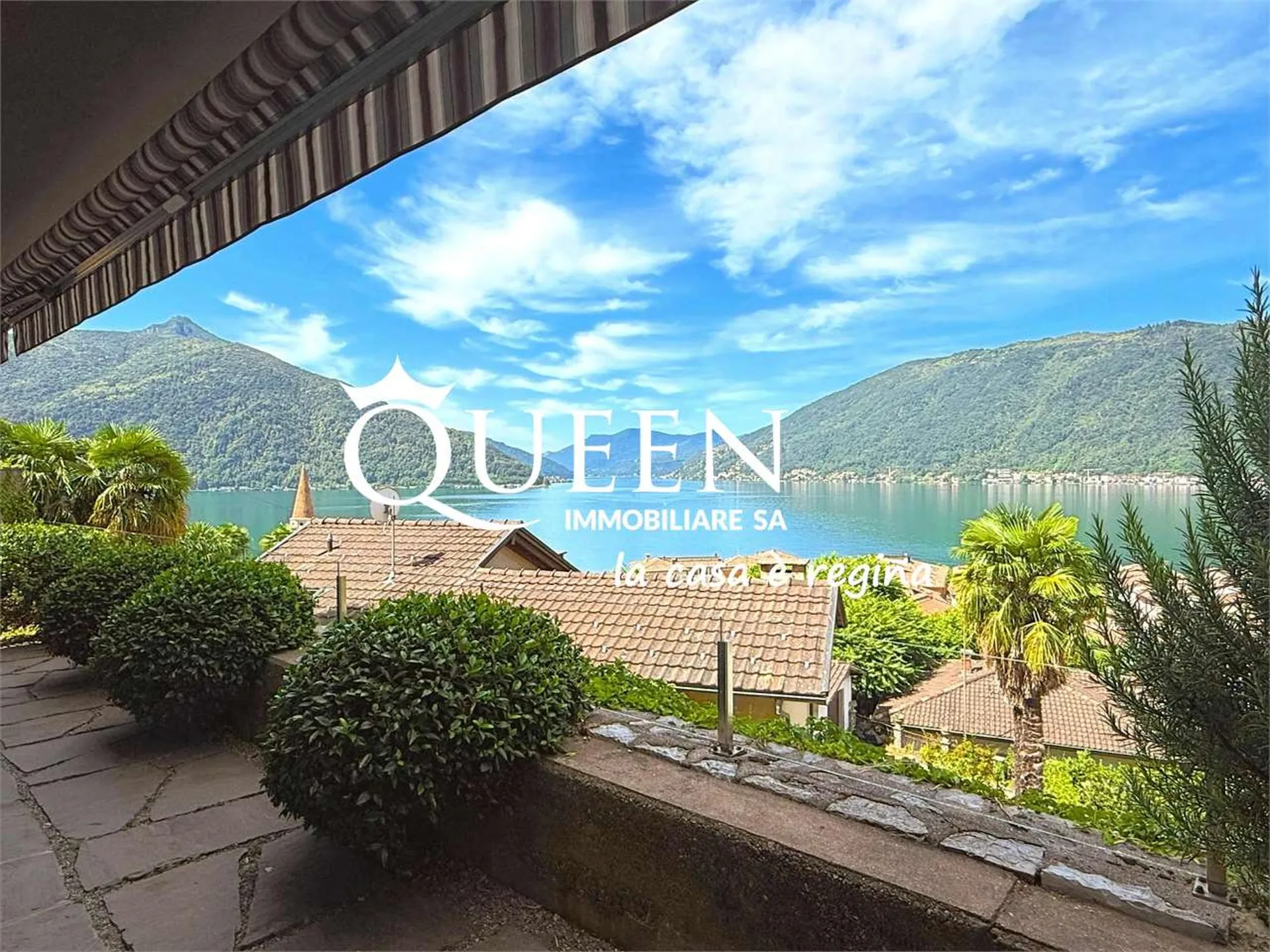 Bissone: appartamento 4.5 locali, 150 mq, vista lago, giardino, portic