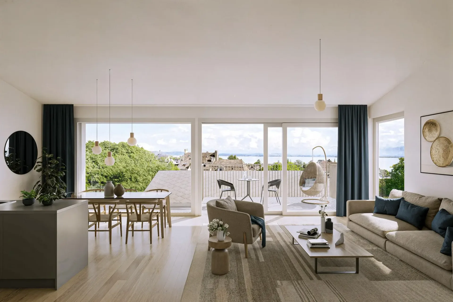 Helles 4,5-Zimmer-Wohnung mit Terrasse, Garten und Seeblick