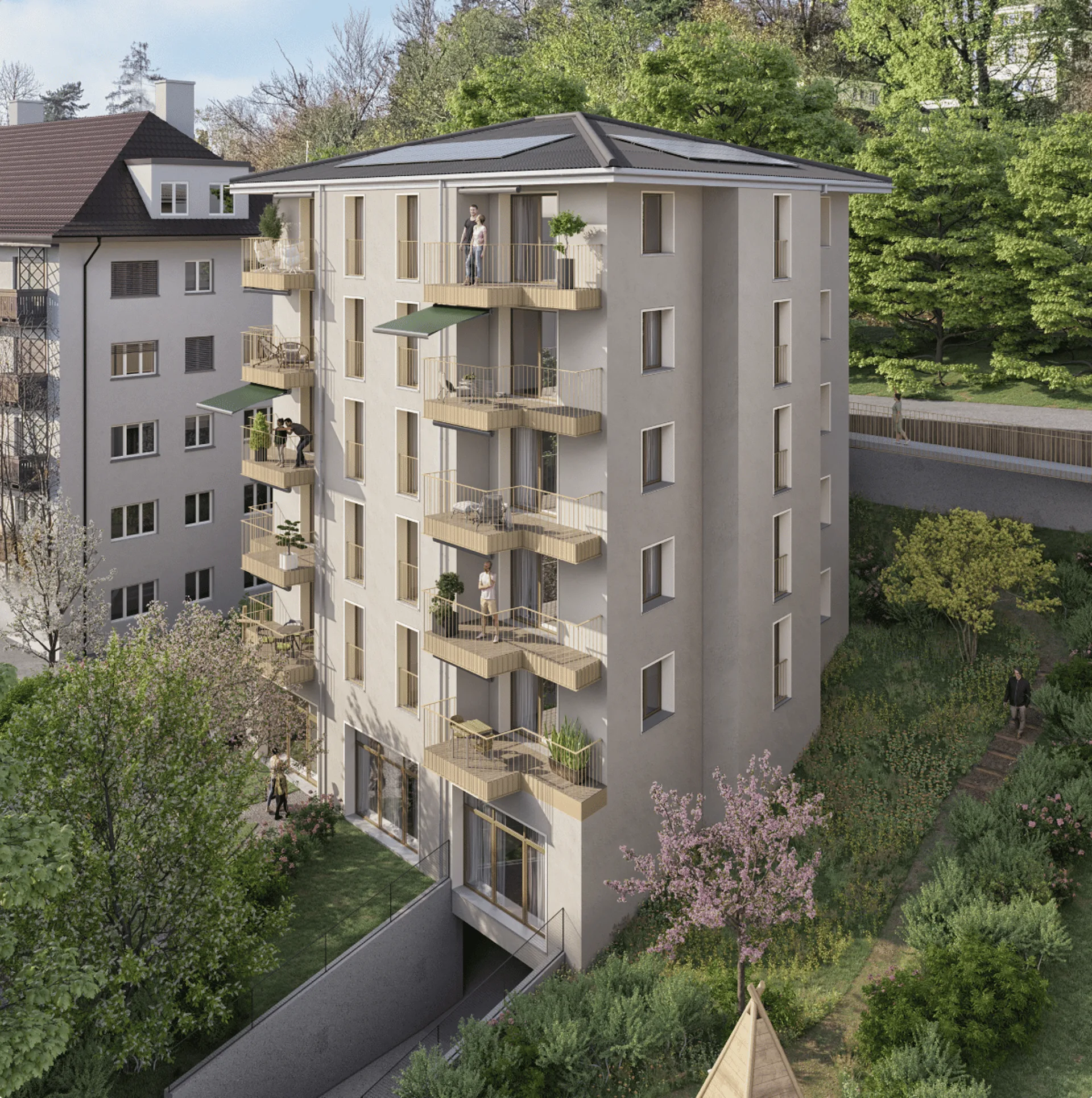 Balkone des Sous-Bois: 4,5-Zimmer-Wohnung in der Stadt Fribourg