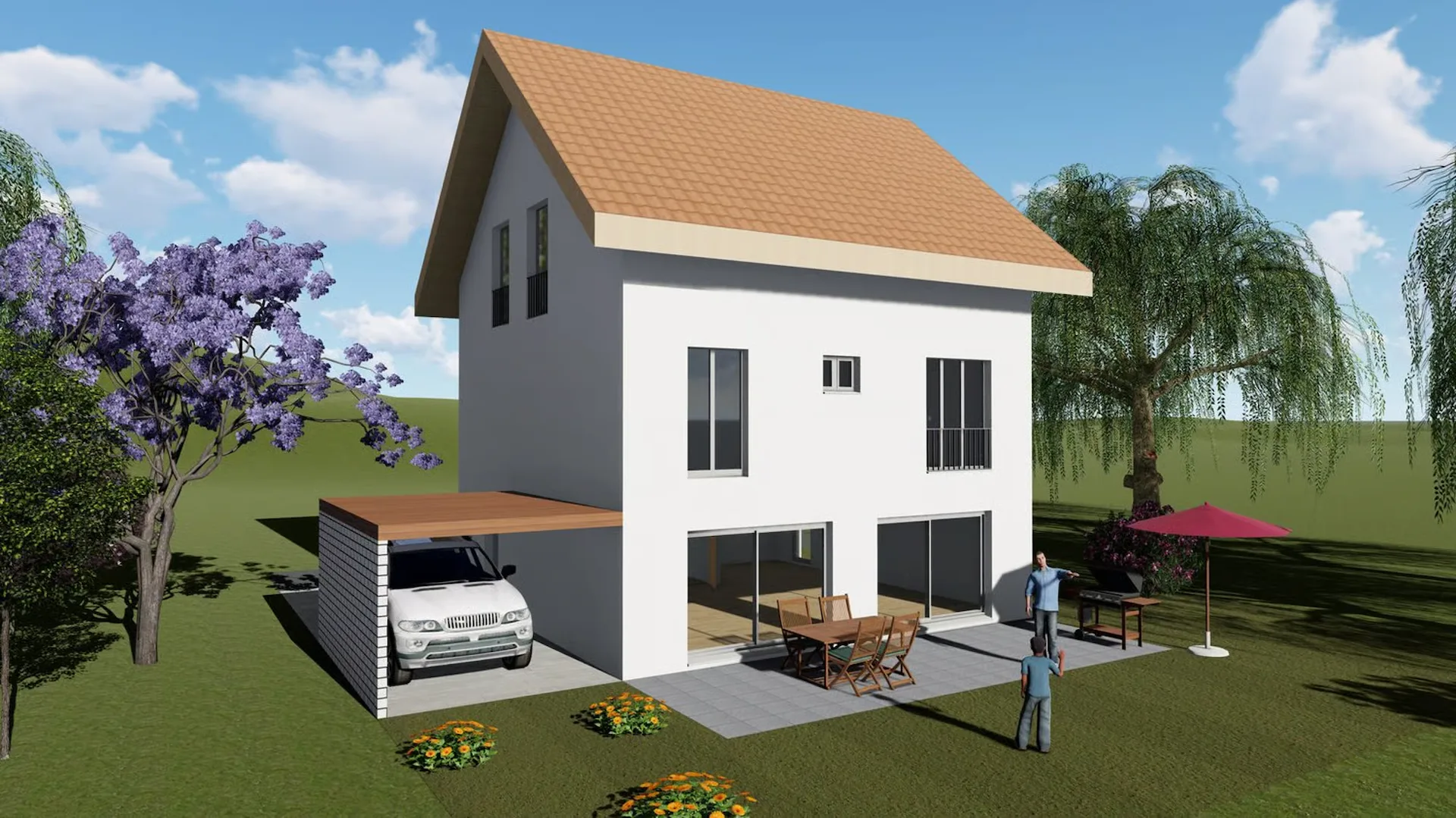 Neubau 9 1/2-Zi.-EFH mit Carport in Gunzgen