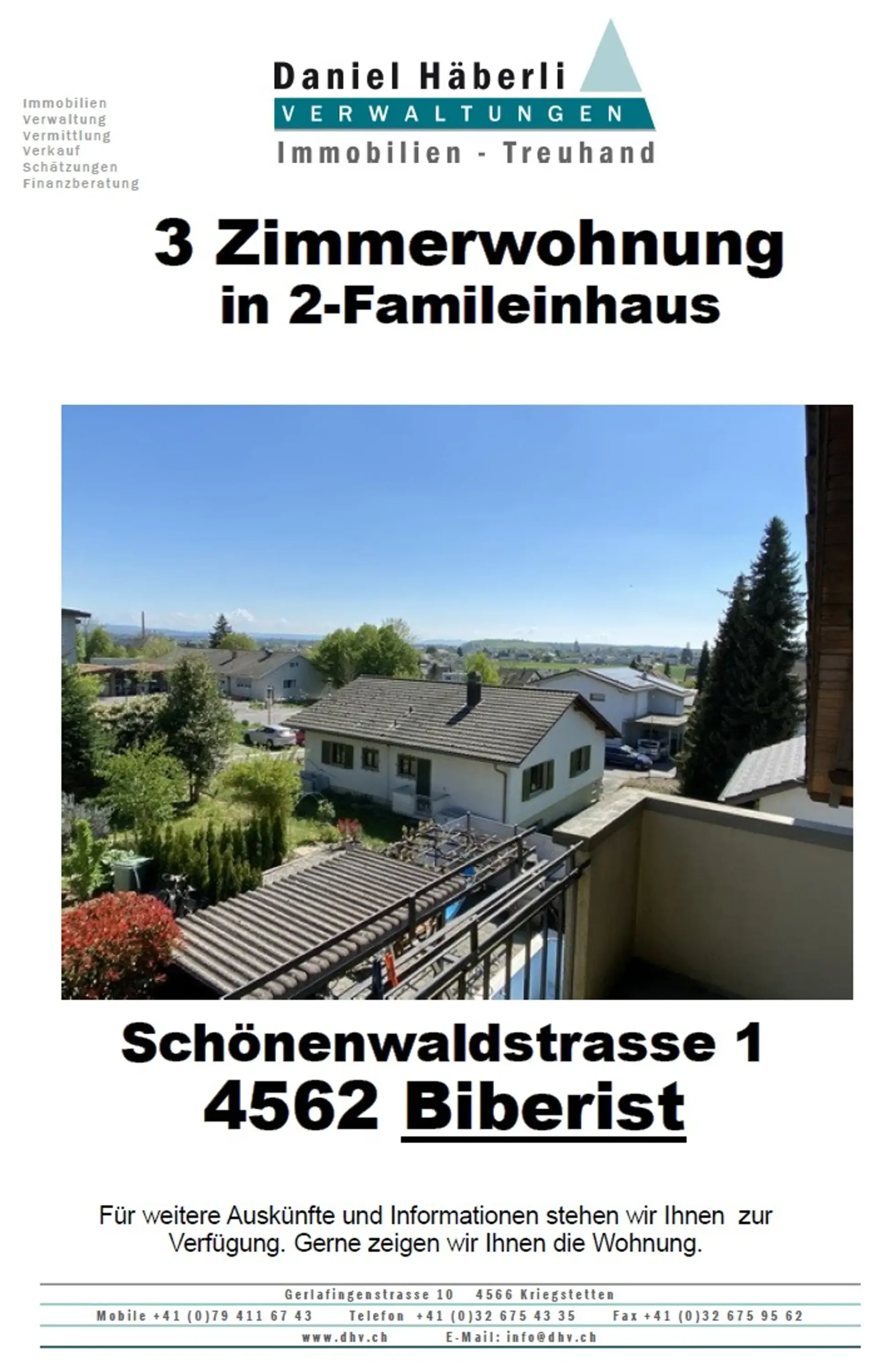 Gepflegte 3-Zimmer-Wohnung mit Balkon in Biberist – sofort verfügbar!