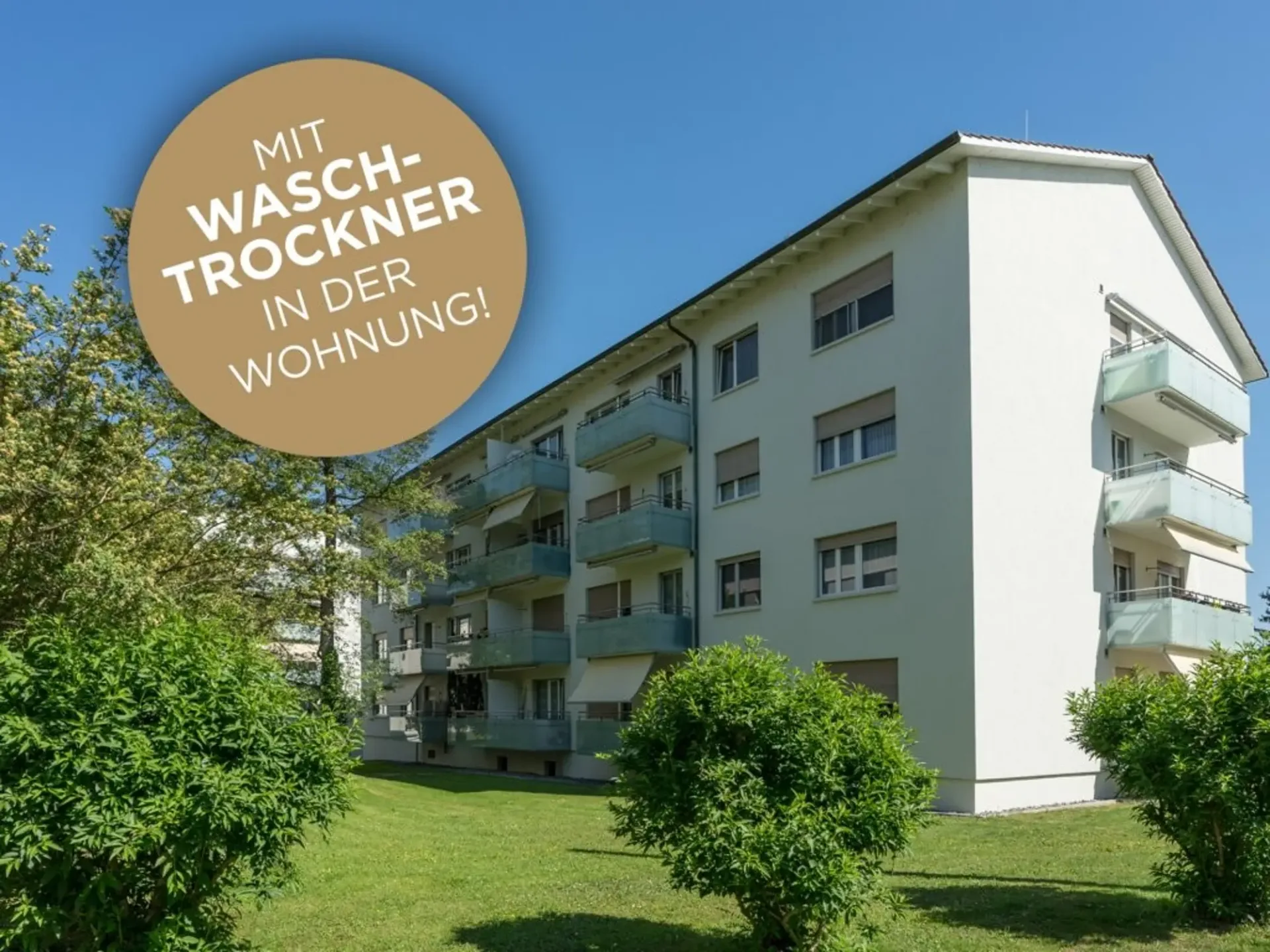 Waschtrockner in der Wohnung, gute Anbindung an den ÖV