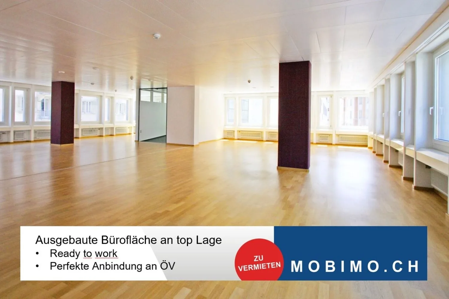 Lichtdurchflutete Mietfläche mit Blick in den ruhigen Innenhof