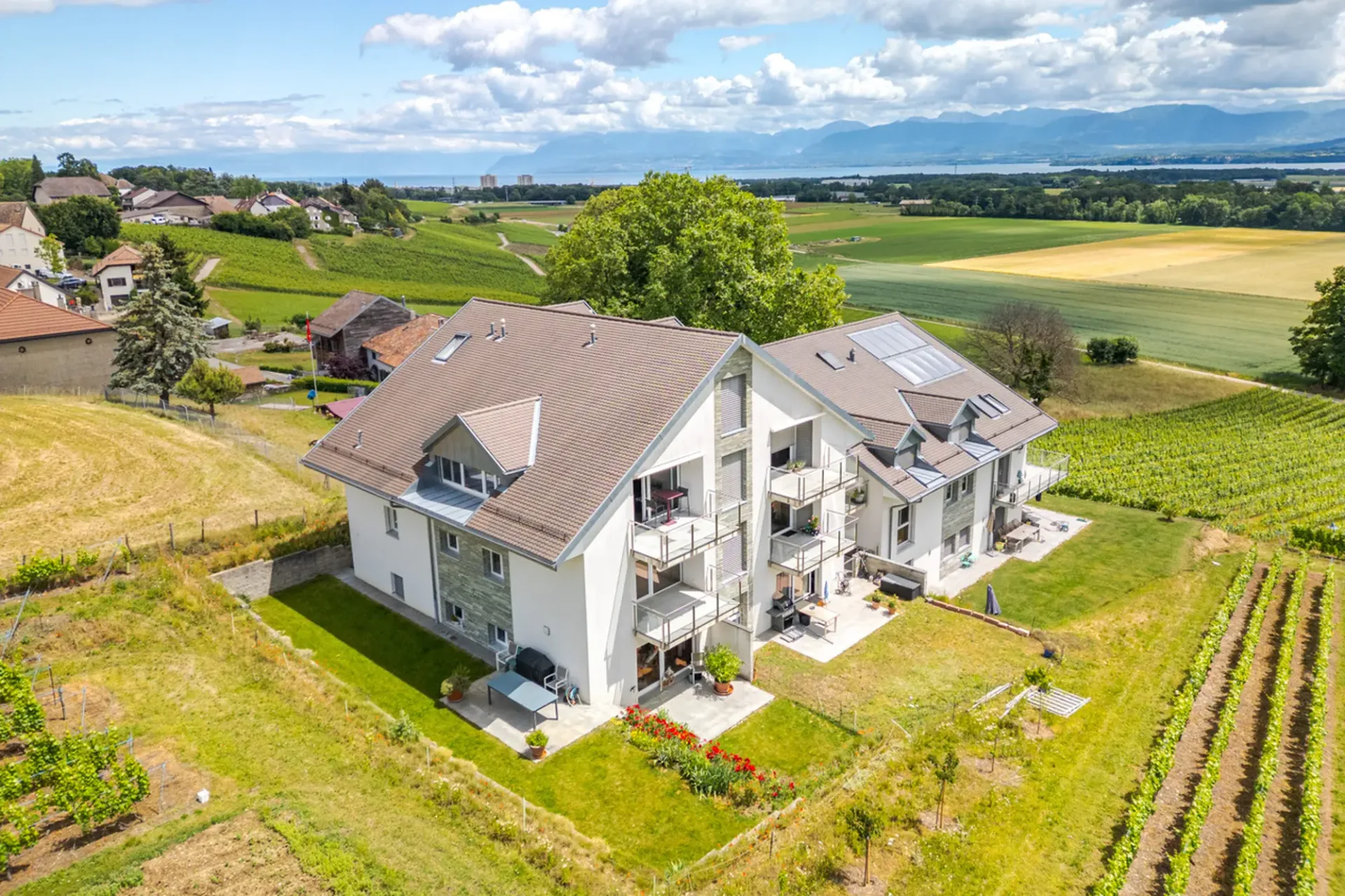 Geräumiges Duplex mit 4,5 Zimmern Im Herzen der Weinberge, mit Blick auf den See und die Alpen