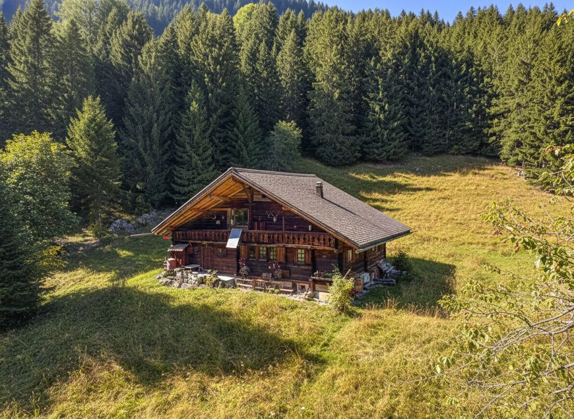 Seltenes Objekt - Chalet mit 7,5 Zimmern, eingebettet in 28'000 m² Wald und Wiese.