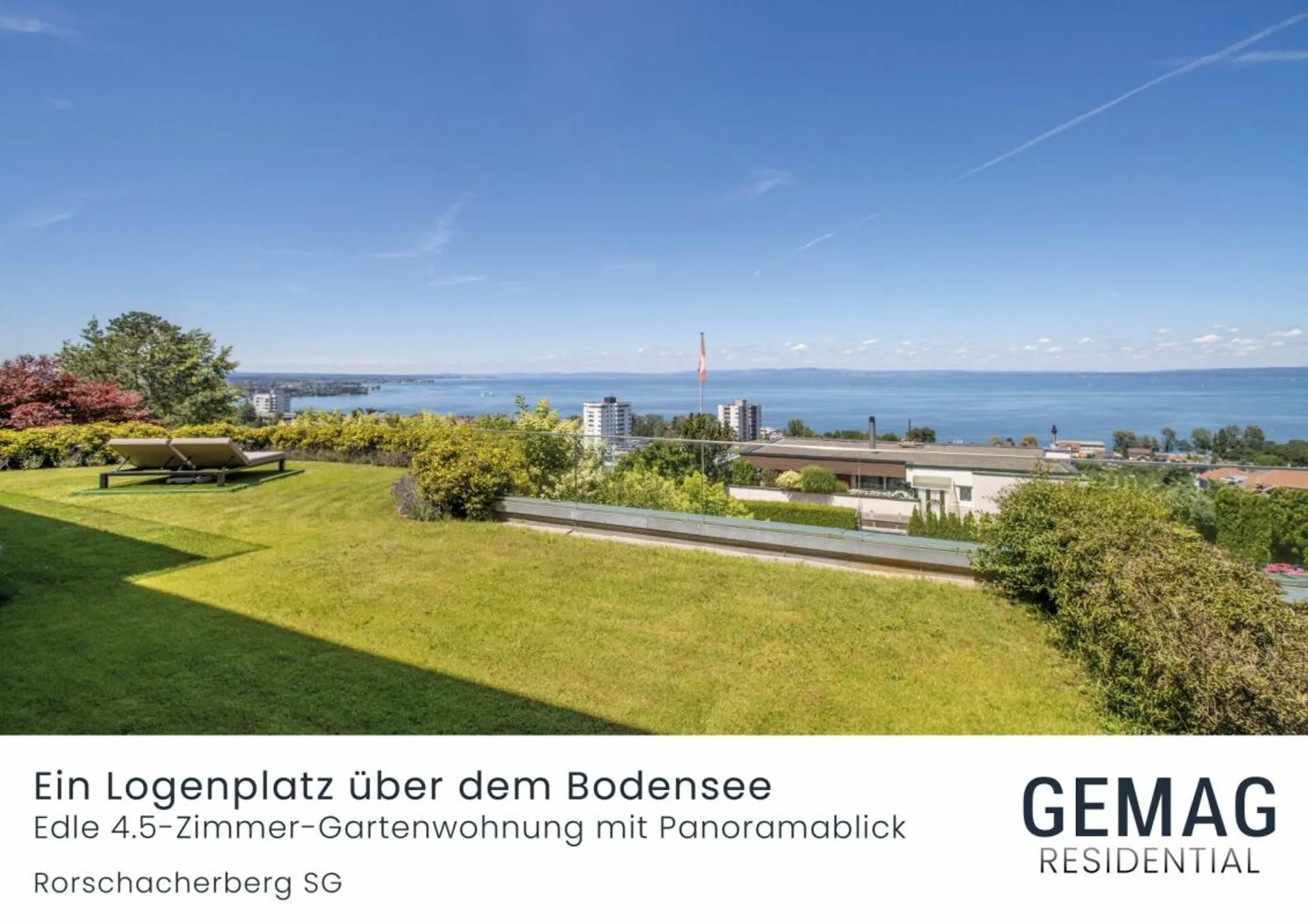 Ein Logenplatz über dem Bodensee - Edle Gartenwohnung mit Panoramasicht