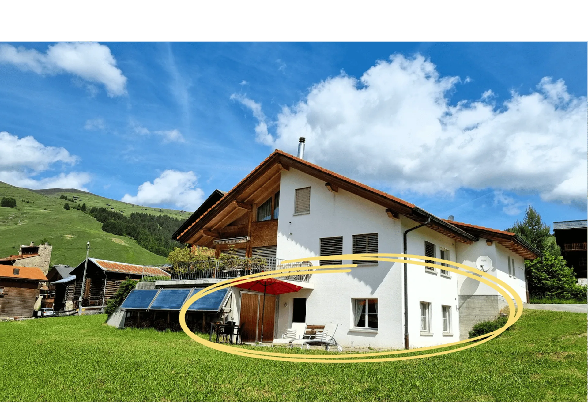 Moderne 3.5-Zimmer-Wohnung mit Extrazimmer und wunderschöner unverbaubarer Aussicht in Lumbrein