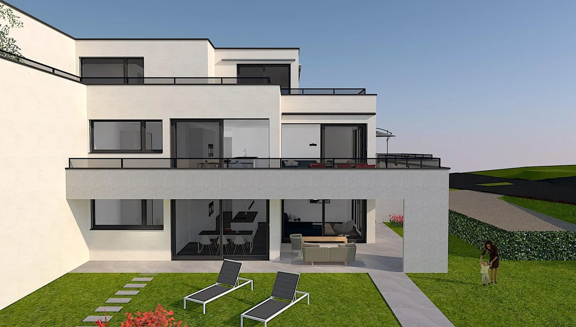 4.5 Zimmer 1.Obergeschoss mit 88 m2 Balkon